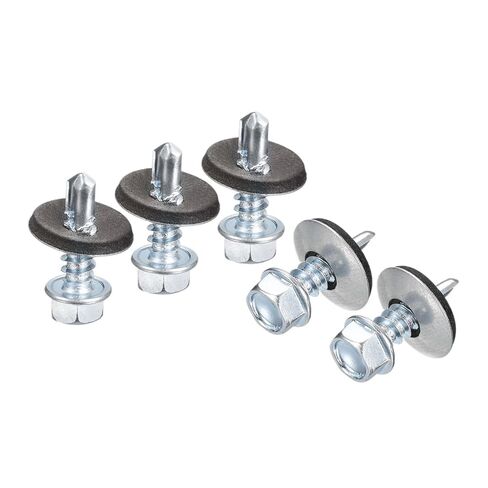 Self Drilling Screws with Rubber Washer Zinc Plated Steel Roofing Hex Head Tapping with EPDM(25pcs,5.5x75mm) in Saudi Arabia