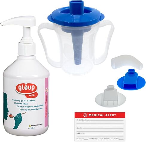 Gloup Pill Swallowing Gel Aid, PatCom Medical Medication Aid, Safe for Severe Dysphagia | IDDSI Level 3 | Easy Pump Dispensing (Zero - Raspberry, Pack of 1) in Saudi Arabia