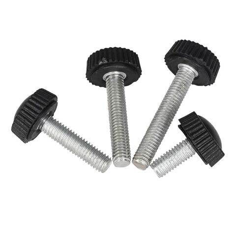 M4 M5 M6 10 قطعة مقبض رأس مستدير برغي يدوي مخرش الإبهام البلاستيك تشديد الترباس المكسرات مقبض أسود/أبيض (أسود 10 قطعة، 20MM_M4) in Kuwait