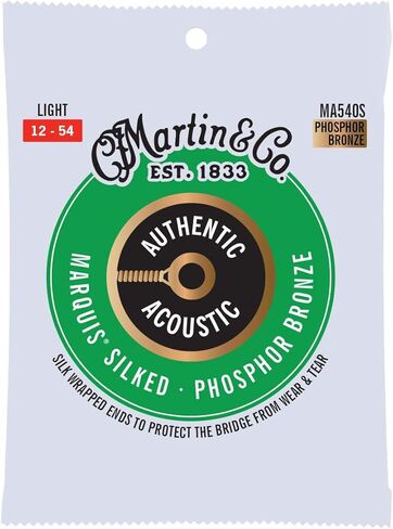 أوتار جيتار Martin Authentic Acoustic® Marquis® الحريرية - برونز الفوسفور، مقياس الضوء | نغمة دافئة ومتوازنة مع حماية الجسر | نهايات الكرة ملفوفة بالحرير in Saudi Arabia