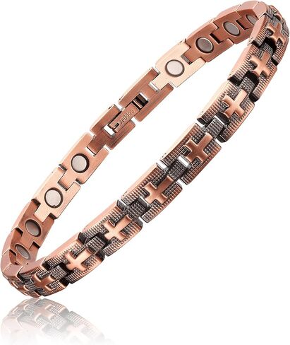 سوار مغناطيسي نحاسي للنساء، سوار من النحاس النقي بنسبة 99.99%، تصميم متقاطع، قابل للتعديل in Kuwait