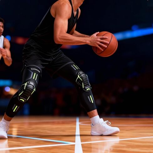 Basketball Knee Pads Compression Leg Sleeves,knee sleeves,for Basketball,Volleyball,Weightlifting All Sports protective equipment,black 2pcs-L in Saudi Arabia