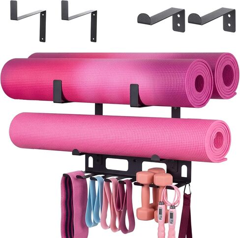 Novabright Gym Storage Rack Resistance Band Rack Multi Purpose Wall Mount for Home 8 Hook Wall Hanger Display with 4 Adjustable Hooks for Gym Equipment, Exercise Bands, Lifting Belts and Jump Ropes in Kuwait