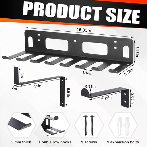 Novabright Gym Storage Rack Resistance Band Rack Multi Purpose Wall Mount for Home 8 Hook Wall Hanger Display with 4 Adjustable Hooks for Gym Equipment, Exercise Bands, Lifting Belts and Jump Ropes in Kuwait