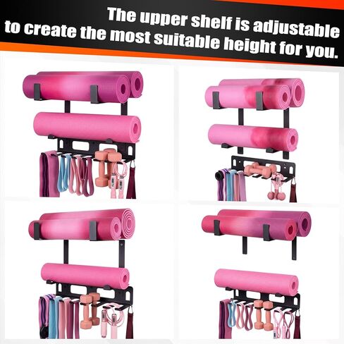 Novabright Gym Storage Rack Resistance Band Rack Multi Purpose Wall Mount for Home 8 Hook Wall Hanger Display with 4 Adjustable Hooks for Gym Equipment, Exercise Bands, Lifting Belts and Jump Ropes in Kuwait