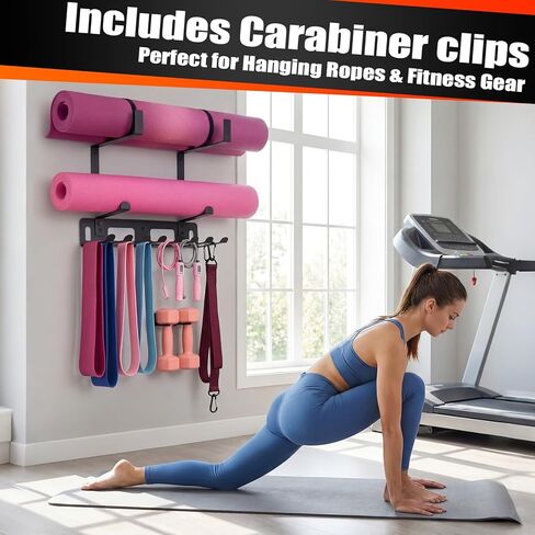 Novabright Gym Storage Rack Resistance Band Rack Multi Purpose Wall Mount for Home 8 Hook Wall Hanger Display with 4 Adjustable Hooks for Gym Equipment, Exercise Bands, Lifting Belts and Jump Ropes in Kuwait