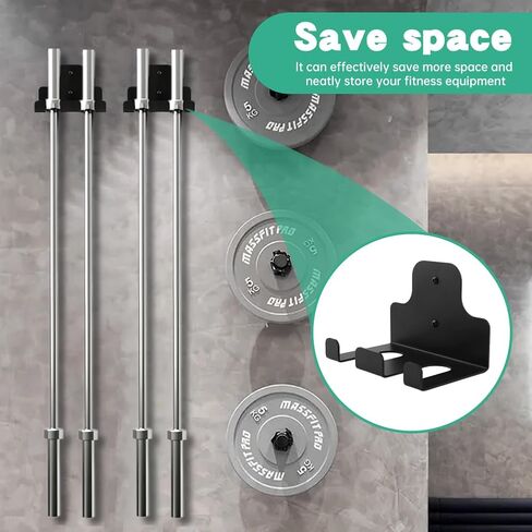 Barbell Wall Holder, Garage Gym Bar Wall Rack, Vertical Barbell Mount Rack, Space Saving Commercial or Home Gym Accessory,Holds Under 30mm Bar Size in Kuwait