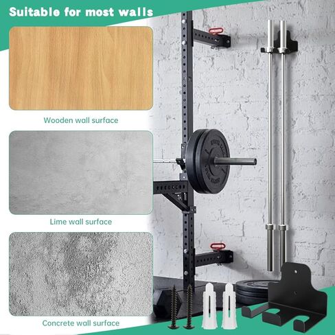 Barbell Wall Holder, Garage Gym Bar Wall Rack, Vertical Barbell Mount Rack, Space Saving Commercial or Home Gym Accessory,Holds Under 30mm Bar Size in Kuwait