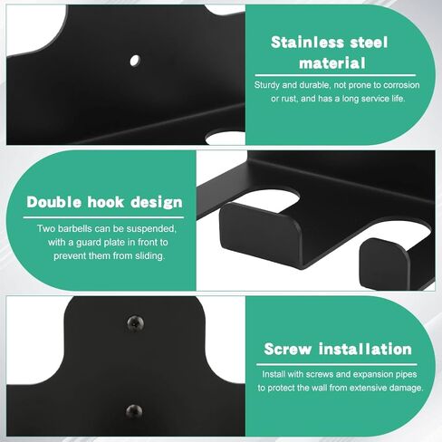 Barbell Wall Holder, Garage Gym Bar Wall Rack, Vertical Barbell Mount Rack, Space Saving Commercial or Home Gym Accessory,Holds Under 30mm Bar Size in Kuwait