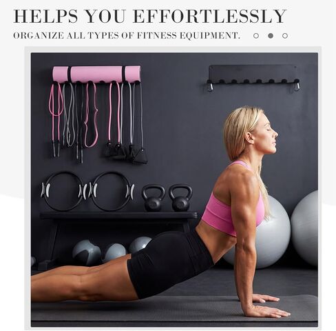 BreezeHug 2 Pcs Gym Wall Mount Storage Rack 8 Hook Heavy Duty Metal Home Gym Organizer for Resistance Band Jump Rope Barbell Accessories Multipurpose Fitness Equipment Storage, Carabiners Include in Kuwait