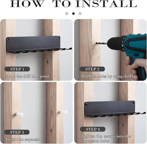 BreezeHug 2 Pcs Gym Wall Mount Storage Rack 8 Hook Heavy Duty Metal Home Gym Organizer for Resistance Band Jump Rope Barbell Accessories Multipurpose Fitness Equipment Storage, Carabiners Include in Kuwait