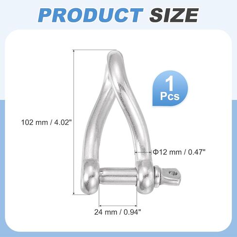 PATIKIL 316 Stainless Steel Twist Shackle 90 Degree 1/2" 12mm, Twisted Clevis with Screw Pin Marine Grade for Sailing Car Towing Outdoor Tents in Saudi Arabia