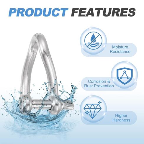 PATIKIL 316 Stainless Steel Twist Shackle 90 Degree 1/2" 12mm, Twisted Clevis with Screw Pin Marine Grade for Sailing Car Towing Outdoor Tents in Saudi Arabia