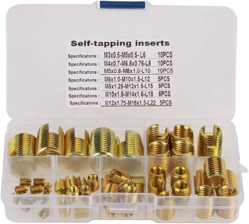 Self Tapping Inserts Threaded Kit, 50pcs Brass Slotted Thread Inserts Pressed In in Saudi Arabia