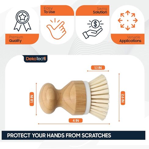 Premium Bamboo Dish Scrub Brush Eco-Friendly & Heavy-Duty Kitchen Cleaning Tool with Durable Natural Bristles, Ergonomic Wooden Handle for Effortless Dishwashing & Surface Scrubbing in Kuwait