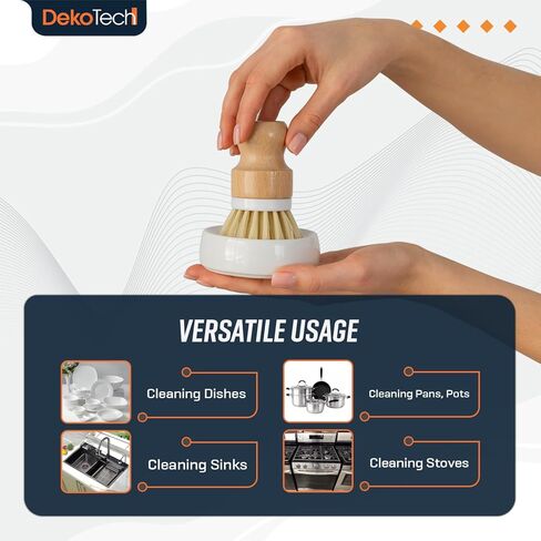 Premium Bamboo Dish Scrub Brush Eco-Friendly & Heavy-Duty Kitchen Cleaning Tool with Durable Natural Bristles, Ergonomic Wooden Handle for Effortless Dishwashing & Surface Scrubbing in Kuwait