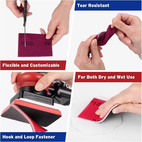 مجموعة إسفنجة سنفرة مكونة من 48 قطعة، وسادات إسفنجية سنفرة ناعمة 80-1000 حبيبة، مجموعة متنوعة من ورق الصنفرة القابل للغسل للخشب والجدران الجافة والمعادن والسيارات وورق الصنفرة الجاف الرطب لتنعيم متعدد الاستخدامات. in Kuwait