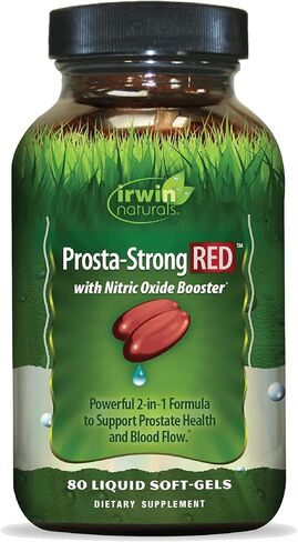 Irwin Naturals Prosta-Strong RED with Nitric Oxide Boosters, Saw Palmetto, Lycopene, Pumpkin Seed & More - Prostate Health Supplements for Men - 80 Liquid Soft-Gels in Saudi Arabia