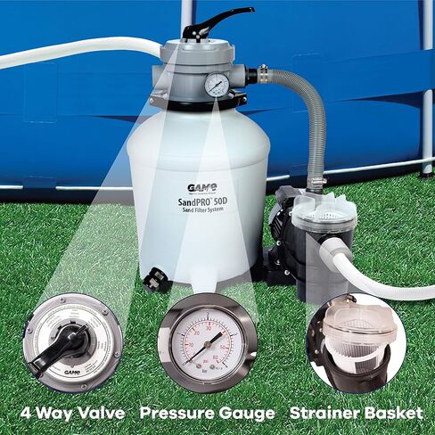GAME SandPRO 50D Series, Complete 0.5HP Replacement Pool Sand Filter Unit, Designed for Intex & Bestway Pools, High-Performance Above-Ground Pool Vacuum, Energy Efficient, Easy to Operate in Saudi Arabia