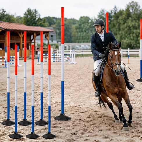 Adjustable Horse Pole Bending Poles, Portable Heavy-Duty Training Sticks with Round Base, Ideal for Equestrian Agility, Horse Football & Basketball Speed Drills in Saudi Arabia