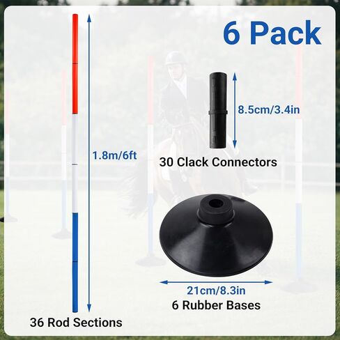 Adjustable Horse Pole Bending Poles, Portable Heavy-Duty Training Sticks with Round Base, Ideal for Equestrian Agility, Horse Football & Basketball Speed Drills in Saudi Arabia