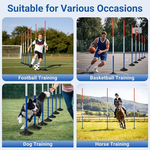 Adjustable Horse Pole Bending Poles, Portable Heavy-Duty Training Sticks with Round Base, Ideal for Equestrian Agility, Horse Football & Basketball Speed Drills in Saudi Arabia