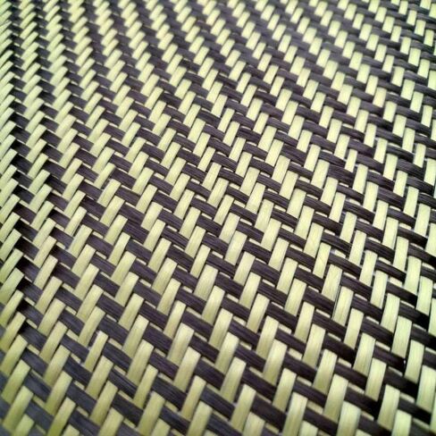 3K 200gsm 1100D Real Carbon Fiber Kevlar Black & Yellow Mixed Fabric 2x2 Yellow Twill Carbon Kevlar Cloth Aramid Fiber 40"/ Width(0.4m x 1m a Slice) in Kuwait