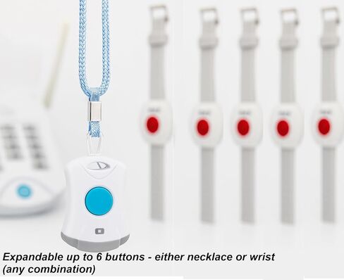 نظام التنبيه الطبي Life Guardian HD700-V6 - بدون رسوم شهرية - قاعدة صوتية ثنائية الاتجاه + أزرار ذعر مقاومة للماء على المعصم - آمن لكبار السن والمعاقين والأحباء - يستخدم الخط الأرضي in Kuwait