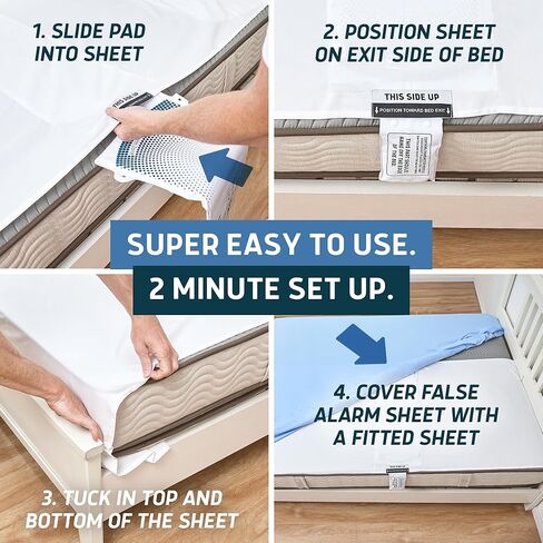 Lunderg False Alarm Bed Sheet - Compatible with Lunderg Early-Alert & Basic Bed Alarms for Elderly Sensor Pads - Reduce False Alerts & Prevents Sensor Pad Movement - Easy to Use & Soft Fabric in Kuwait