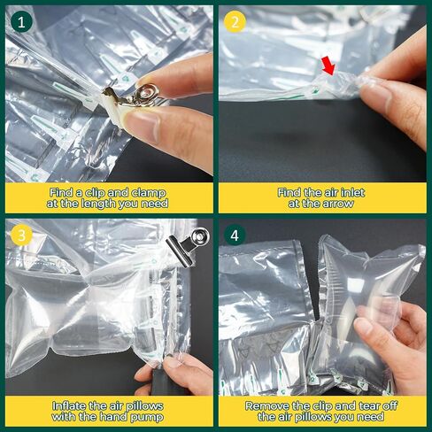 300 قطعة وسائد هوائية للشحن مع مضخة تعبئة أكياس هوائية قابلة للنفخ، مستلزمات التعبئة للشحن ونقل مواد التعبئة والتغليف، حشوات المحفظة للشكل، 4.7 × 7.87 بوصة in Kuwait