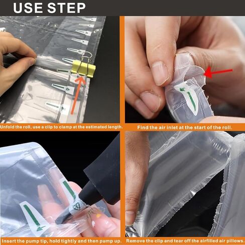 وسائد هوائية للشحن مع أكياس هوائية لتغليف المضخة، عدد 200، 4.72 بوصة × 9.84 بوصة، مواد تعبئة قابلة للنفخ تستخدم لحشو المحفظة للحفاظ على الشكل والشحن بالبريد، بديل لتعبئة الفول السوداني in Kuwait