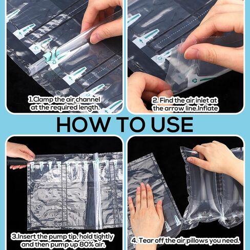 400 Count Air Pillows for Shipping with Pump, 4.72 x 9.84 Inches Inflatable Shipping Air Bags Supplies Box Filler Packing Materials Alternative to Packing Peanut, Purse Stuffers for Shape in Saudi Arabia