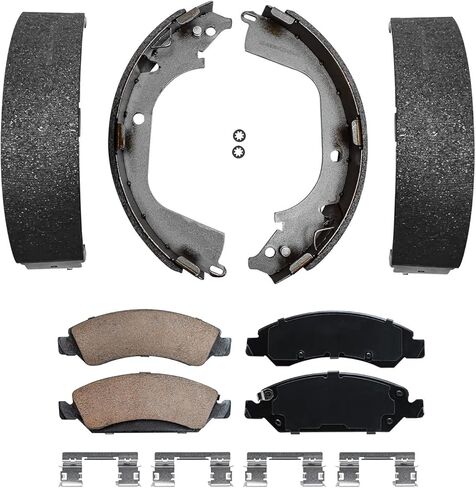 Detroit Axle - Brake Kit for 2008-2013 Chevy Silverado GMC Sierra 1500, 2009 2010 2011 2012, 2 Front Ceramic Brake Pads, 2 Rear Semi-metallic Brake Shoes Replacement in Saudi Arabia