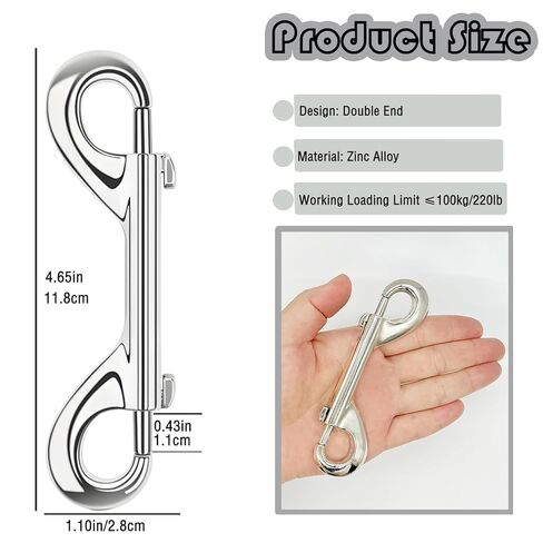 Double Ended Bolt Snap Hooks, Large Size Heavy Duty Trigger Snap Hooks, Metal Clip Hooks Double Sided Snaps for Chain Dog Leash Collar Linking Key Feed Buckets Gate Latch - 4.7 Inch 5 Pack in Saudi Arabia