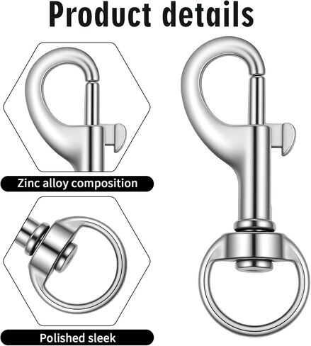 TIESOME 16 Pcs Swivel Eye Bolt Snap Hooks, 360° Rotating Zinc Alloy Clip for Pet Leash Flag Pole Tarp and Key Chain in Kuwait