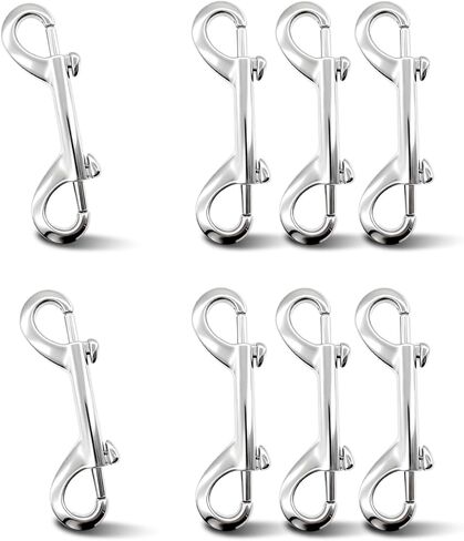 Sissatthai 8Pcs Double Ended Snap Hooks Heavy Duty - 3.5 Inch, Metal Dog Leash Hook Clip Double Sided Carabiner Clips Silver Chain Clip Clasp for Dog Horse Bolt Key Carabiner Outdoor in Kuwait
