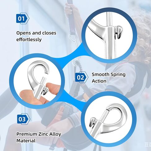 Sissatthai 8Pcs Double Ended Snap Hooks Heavy Duty - 3.5 Inch, Metal Dog Leash Hook Clip Double Sided Carabiner Clips Silver Chain Clip Clasp for Dog Horse Bolt Key Carabiner Outdoor in Kuwait