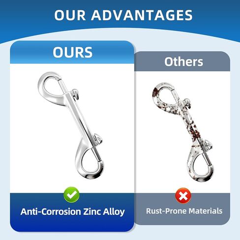 Sissatthai 8Pcs Double Ended Snap Hooks Heavy Duty - 3.5 Inch, Metal Dog Leash Hook Clip Double Sided Carabiner Clips Silver Chain Clip Clasp for Dog Horse Bolt Key Carabiner Outdoor in Kuwait