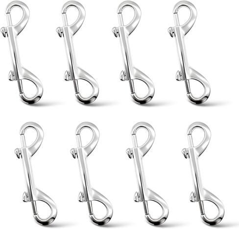 Sissatthai 8Pcs Double Ended Snap Hooks Heavy Duty - 3.5 Inch, Metal Dog Leash Hook Clip Double Sided Carabiner Clips Silver Chain Clip Clasp for Dog Horse Bolt Key Carabiner Outdoor in Kuwait