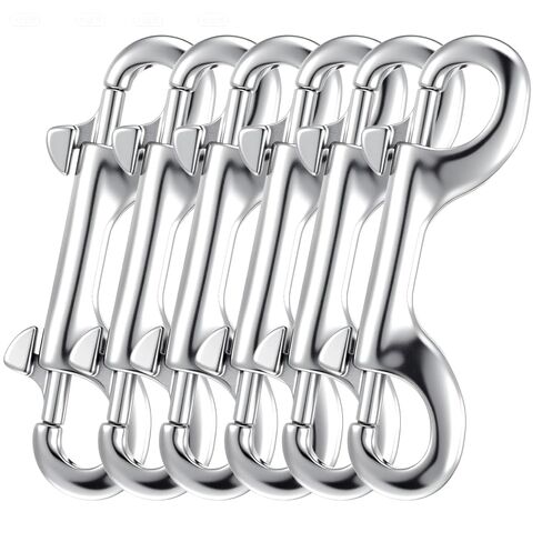 Double Ended Bolt Snap Hooks, Heavy Duty Stainless Steel 316 Marine Grade Snap Clips Double Sided Snaps Metal Clip Hooks for Linking Key Chain Dog Leash Collar Feed Buckets Gate Latch - 6 Pack in Saudi Arabia