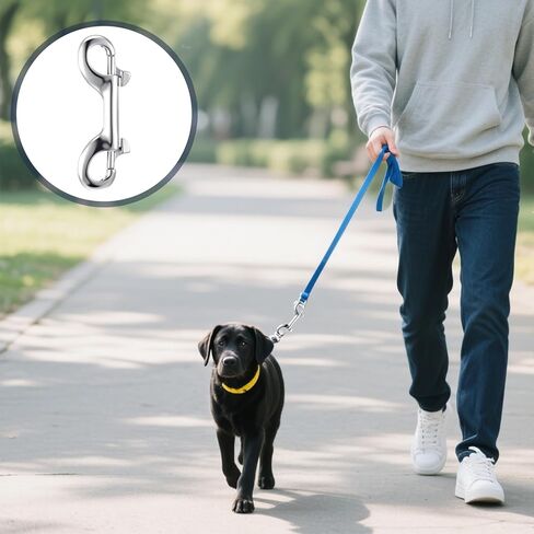 Double Ended Bolt Snap Hooks, Heavy Duty Stainless Steel 316 Marine Grade Snap Clips Double Sided Snaps Metal Clip Hooks for Linking Key Chain Dog Leash Collar Feed Buckets Gate Latch - 6 Pack in Saudi Arabia