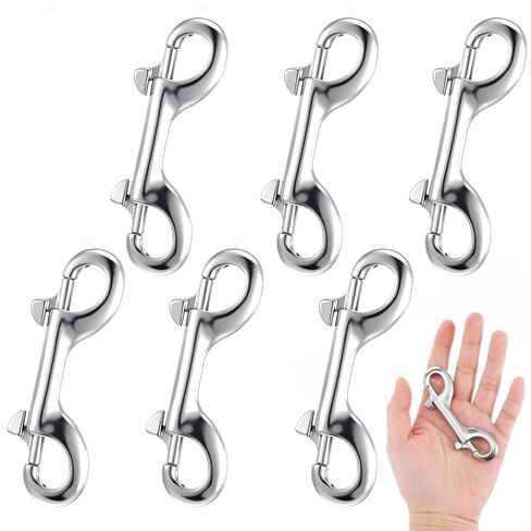 Double Ended Bolt Snap Hooks, Heavy Duty Stainless Steel 316 Marine Grade Snap Clips Double Sided Snaps Metal Clip Hooks for Linking Key Chain Dog Leash Collar Feed Buckets Gate Latch - 6 Pack in Saudi Arabia