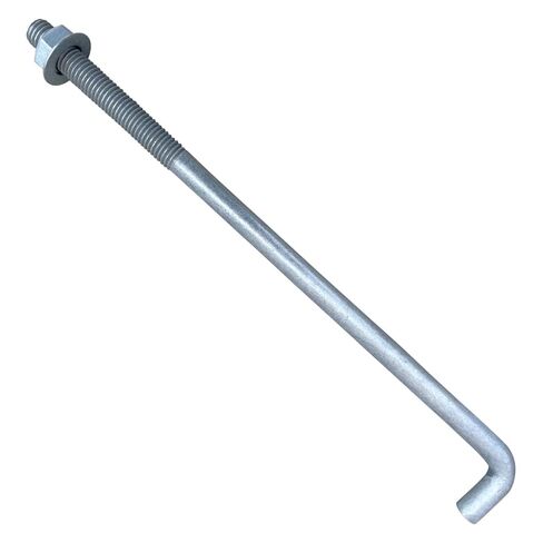 Sandbaggy 5/8" x 10" Threaded Concrete Anchor L-Bolts (Nuts & Washers Included) - Hot Dipped Galvanized - Sill Plate, Base Plate, Masonry, Wood, Cement Anchors, J Bolt (25, 5/8" x 10") in Saudi Arabia