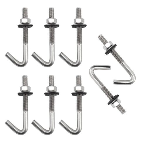 (20 Pieces) M5x60mm Roof Anchor Bolt Concrete Anchors Screws J Hook 304 Stainless Steel 7 Shape Wall Hook Long Shank Hooks With Hex Nut Washer in Saudi Arabia