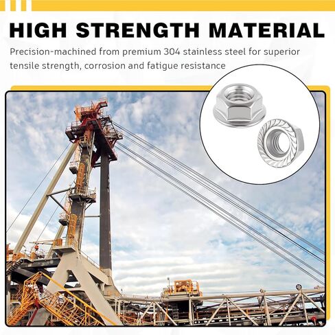 50 Pieces M8 Flange Nuts, M8-1.25mm Hexagon Flange Nuts, 304 Stainless Steel, Metric Lock Fasteners, Heavy Duty Replacement for DIY Project Home Mechanism in Kuwait