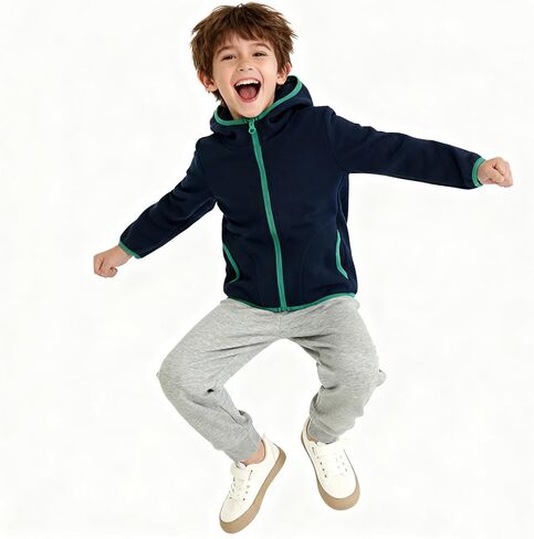 LittleSpring Girls Boys Waffle Hoodies with Full Zip Fall Winter Sweatshirt in Saudi Arabia