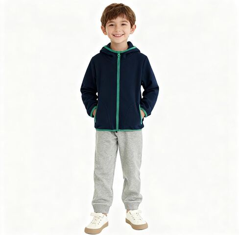 LittleSpring Girls Boys Waffle Hoodies with Full Zip Fall Winter Sweatshirt in Saudi Arabia