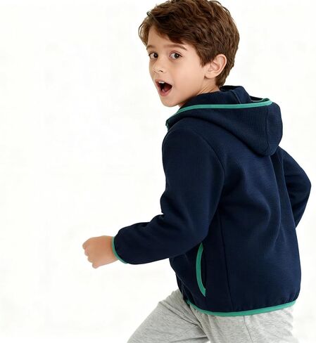 LittleSpring Girls Boys Waffle Hoodies with Full Zip Fall Winter Sweatshirt in Saudi Arabia