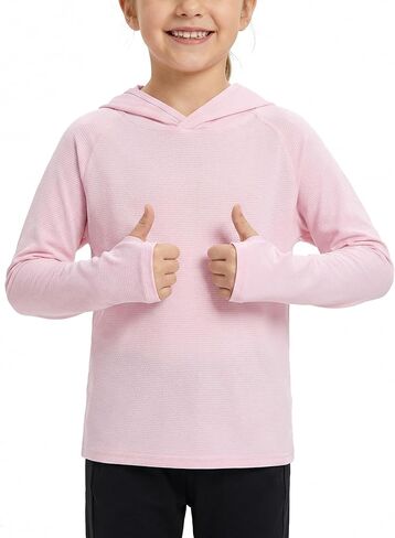 Girls UPF50+ Sun Hoodie UV Protection Shirt Long Sleeve Quick Dry with Thumb Holes for Outdoor Hiking Beach in Saudi Arabia