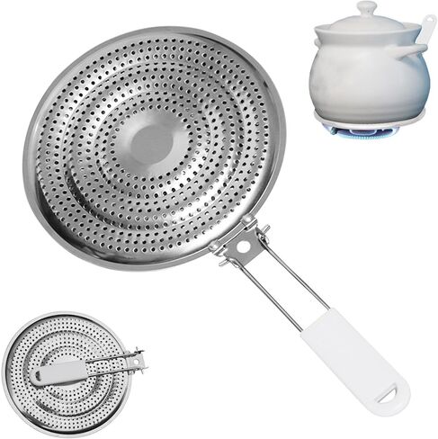 Pilarmuture Double Layers Stainless Steel Heat Diffuser, Even Heat Distribution, Multi-Stove Compatibility, Cool-Touch Handle, 50W, Induction in Kuwait